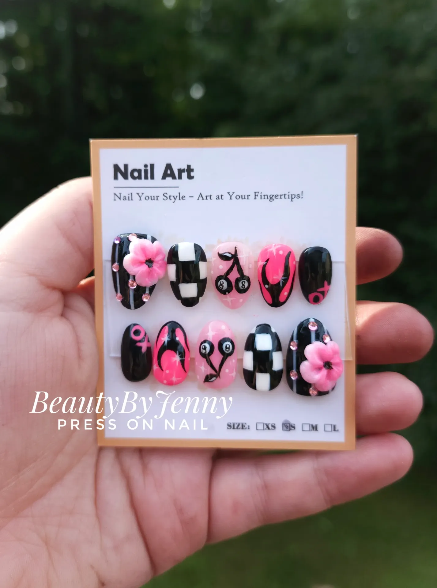 Press-on « Rose & Noir »